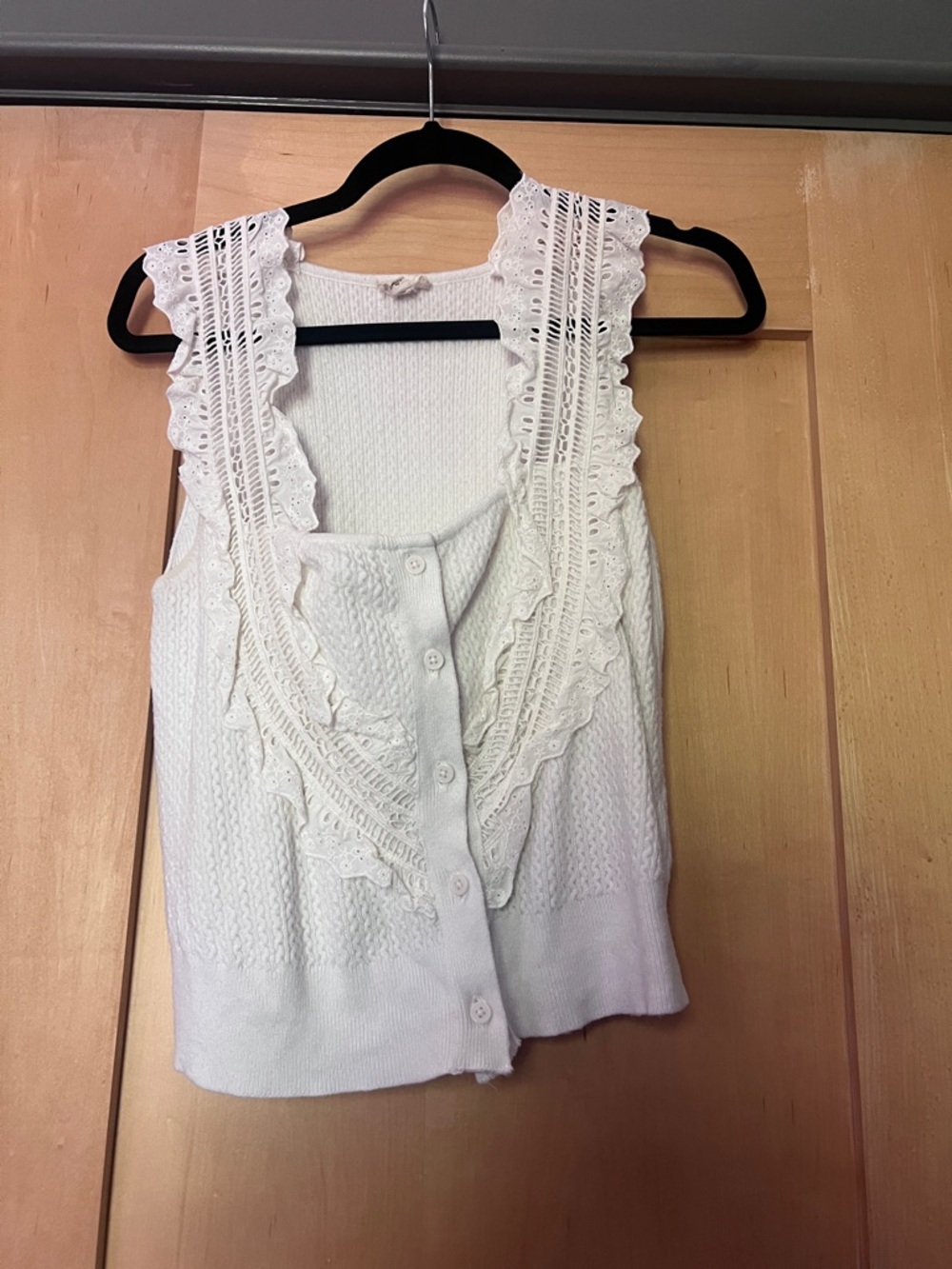 Pilcro Cream Lace-Trim Button Front Camisole